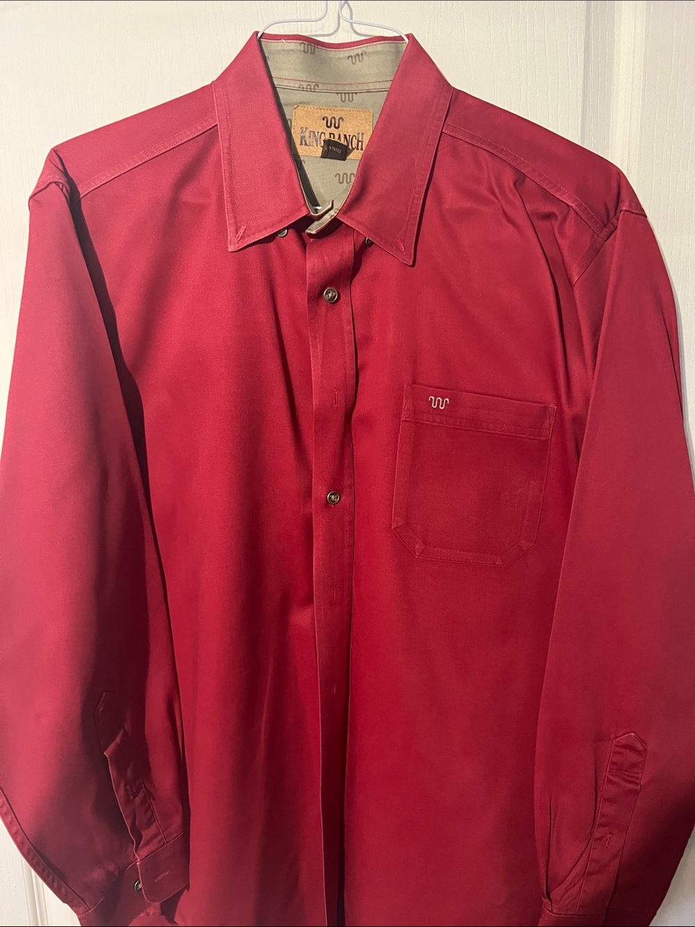 Men's Red Long-Sleeve Button-Up Shirt